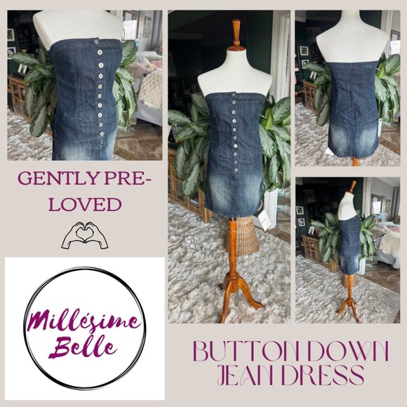 Jean Button Down Mini Dress - Picture 3 of 7